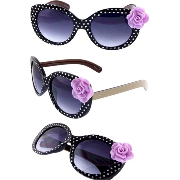 ADD ON $15 Pin-Up Polka Dot Rose Sunglass 4 colors - Picture 3 of 3